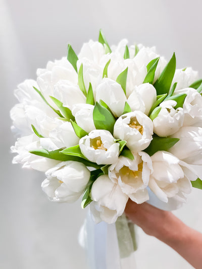 Elegant White Tulips Bridal Hand-Tied