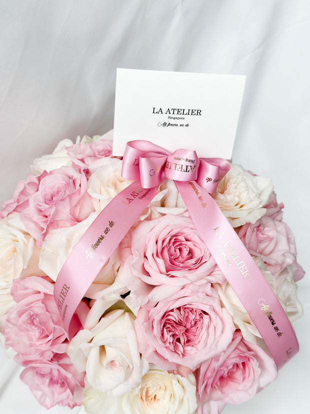 LA ATELIER SINGAPORE PTE LTD | Timeless Mono Ohara Roses in White Marble Bloombox